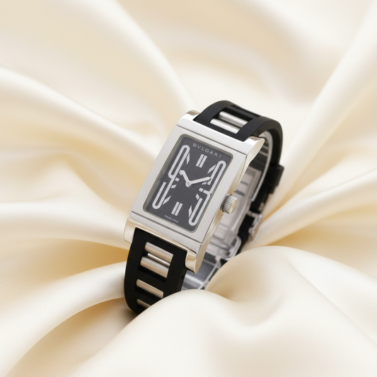 BVLGARI Rettangolo Stainless Steel Quartz Ladies Watch RT39S Polished