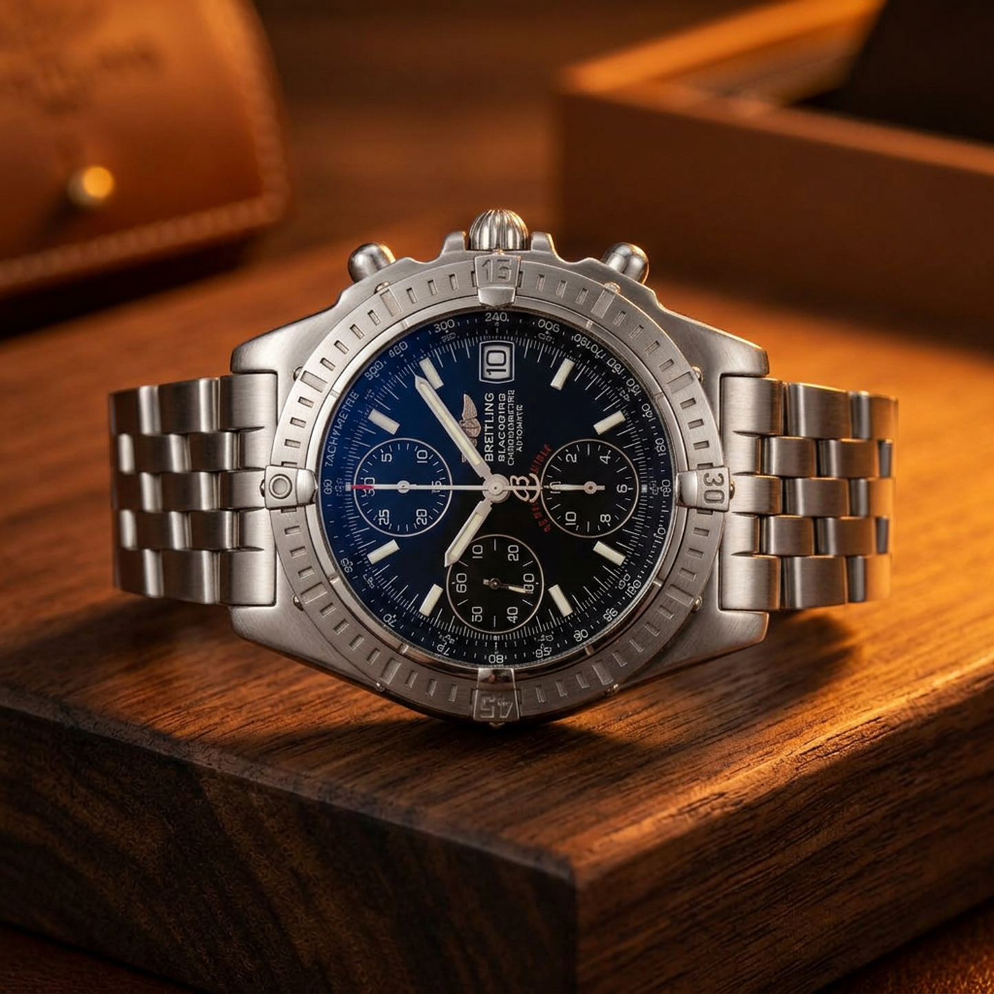 BREITLING Chronomat Black Bird Steel Automatic Watch A13353 Polished
