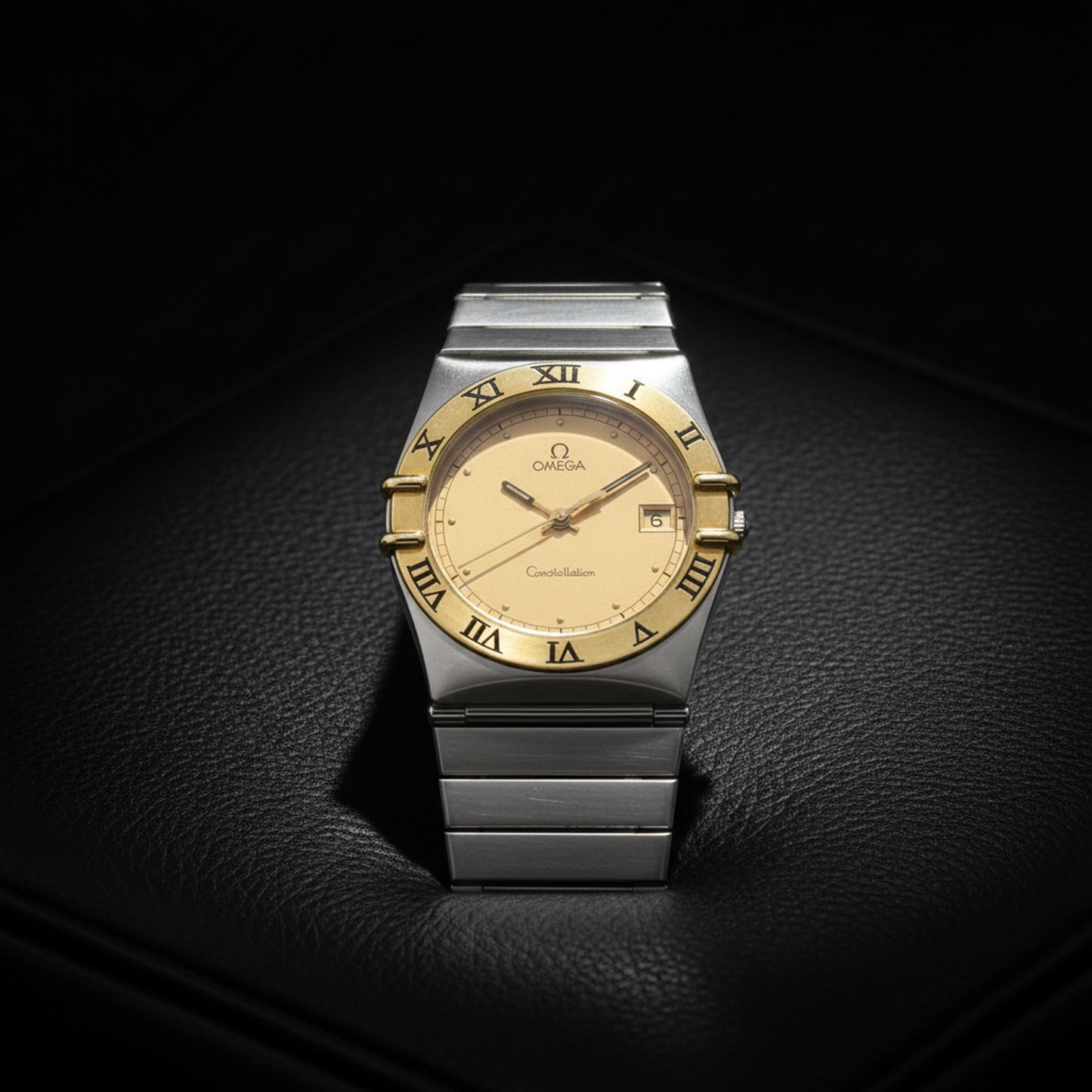 OMEGA Constellation 18K Gold Steel Quartz Mens Watch 396.1070 Polished