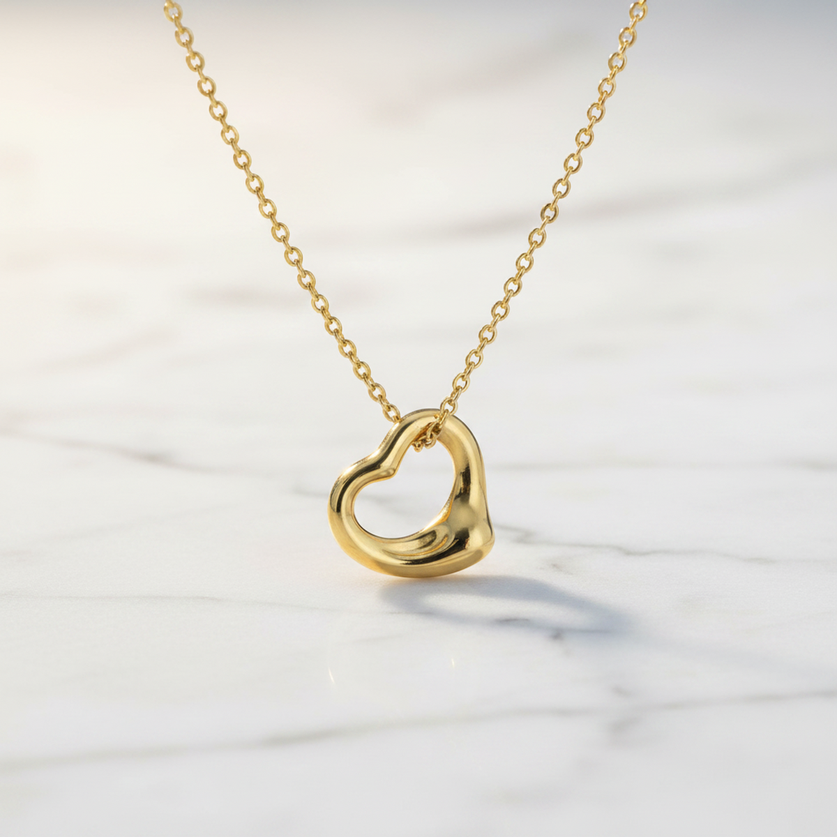 Tiffany Open Heart Yellow Gold (18K) No Stone Men,Women Fashion Pendant Necklace (Gold)