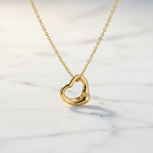 Tiffany Open Heart Yellow Gold (18K) No Stone Men,Women Fashion Pendant Necklace (Gold)