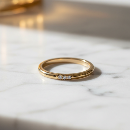 Tiffany Forever Band Ring With 3 Diamonds Pink Gold (18K) Fashion Diamond Band Ring Pink Gold