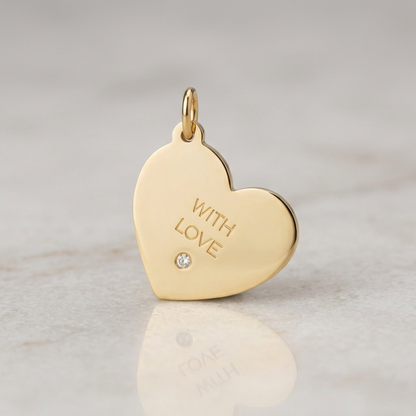 Tiffany Heart Pendant Top With 1 Diamond Yellow Gold (18K) Diamond Men,Women Fashion Pendant Necklace (Gold)