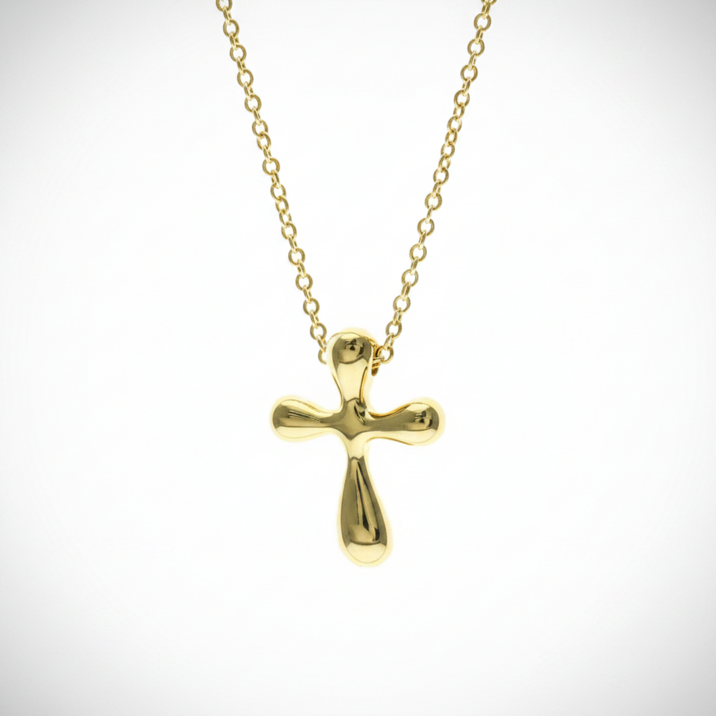 Tiffany Small Cross Necklace Yellow Gold (18K) No Stone Men,Women Fashion Pendant Necklace (Gold)