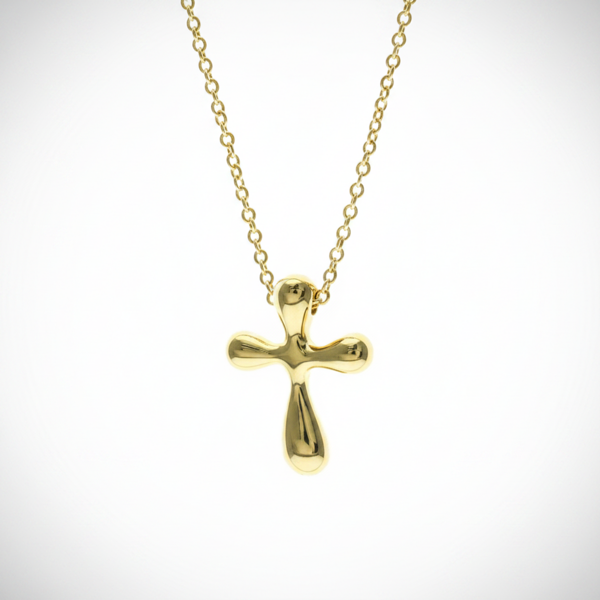 Tiffany Small Cross Necklace Yellow Gold (18K) No Stone Men,Women Fashion Pendant Necklace (Gold)