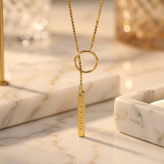 Gucci Lariat Necklace Yellow Gold (18K) No Stone Men,Women Fashion Pendant Necklace (Gold)