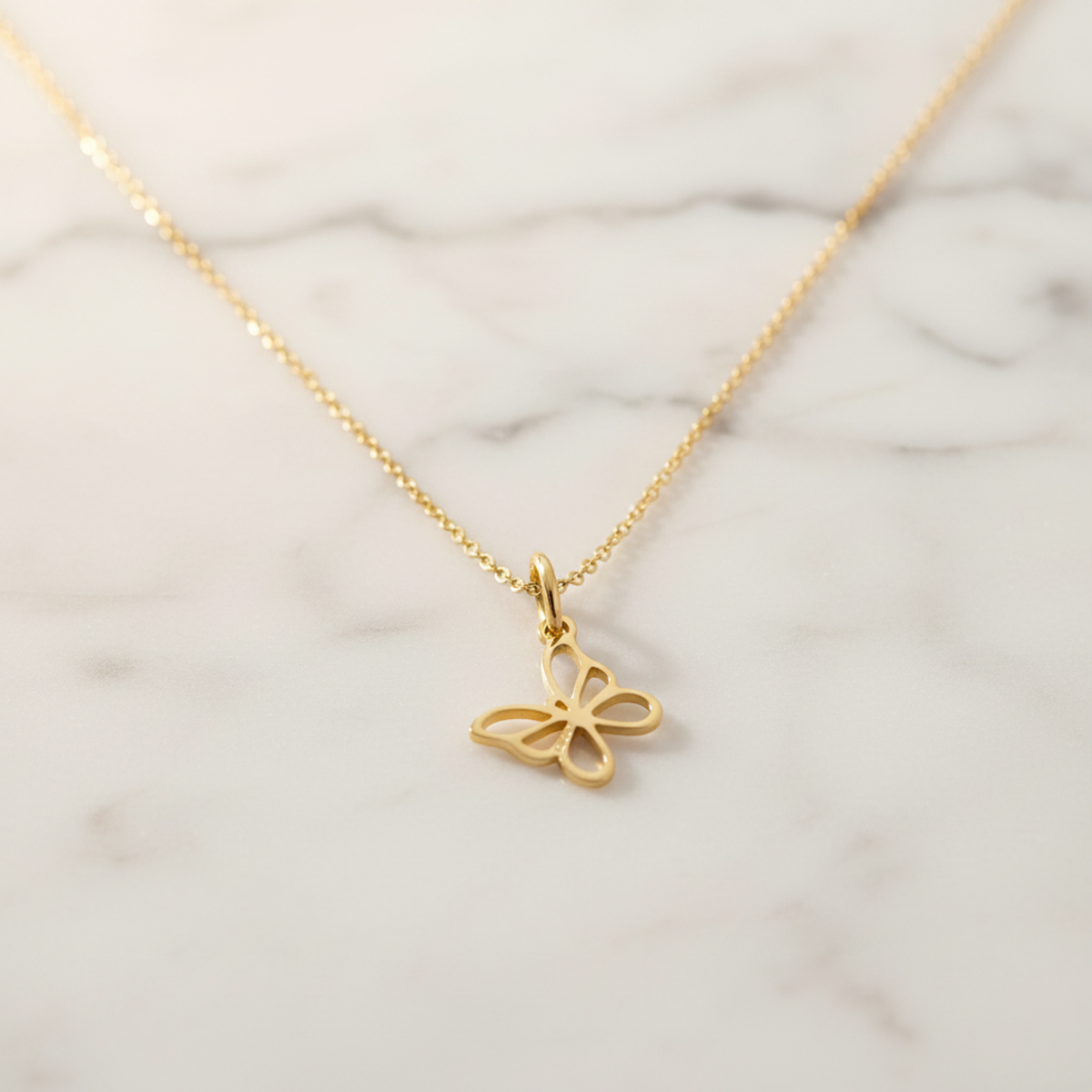 Tiffany Butterfly Necklace Yellow Gold (18K) No Stone Men,Women Fashion Pendant Necklace (Gold)