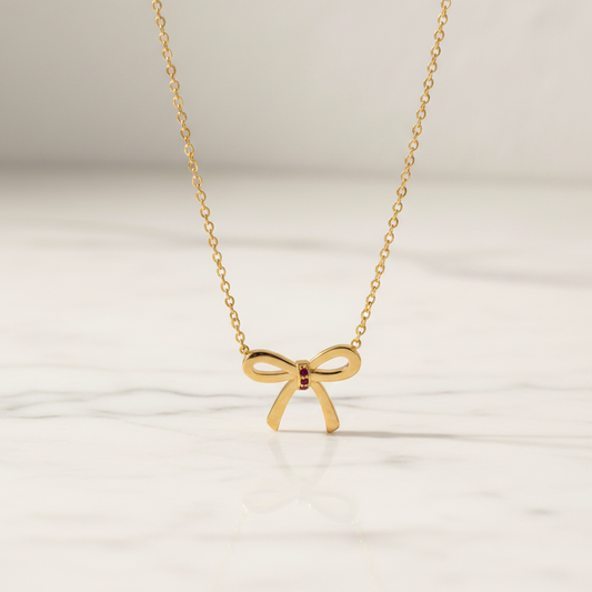 Tiffany Bow Pink Sapphire Necklace Pink Gold (18K) Sapphire Women,Men Fashion Pendant Necklace (Pink Gold)