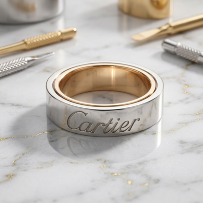 Cartier Secret Love Ring Pink Gold (18K),White Gold (18K) Fashion No Stone Band Ring Silver