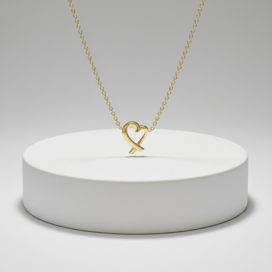 Tiffany Loving Heart Necklace Yellow Gold (18K) No Stone Women,Men Fashion Pendant Necklace (Gold)