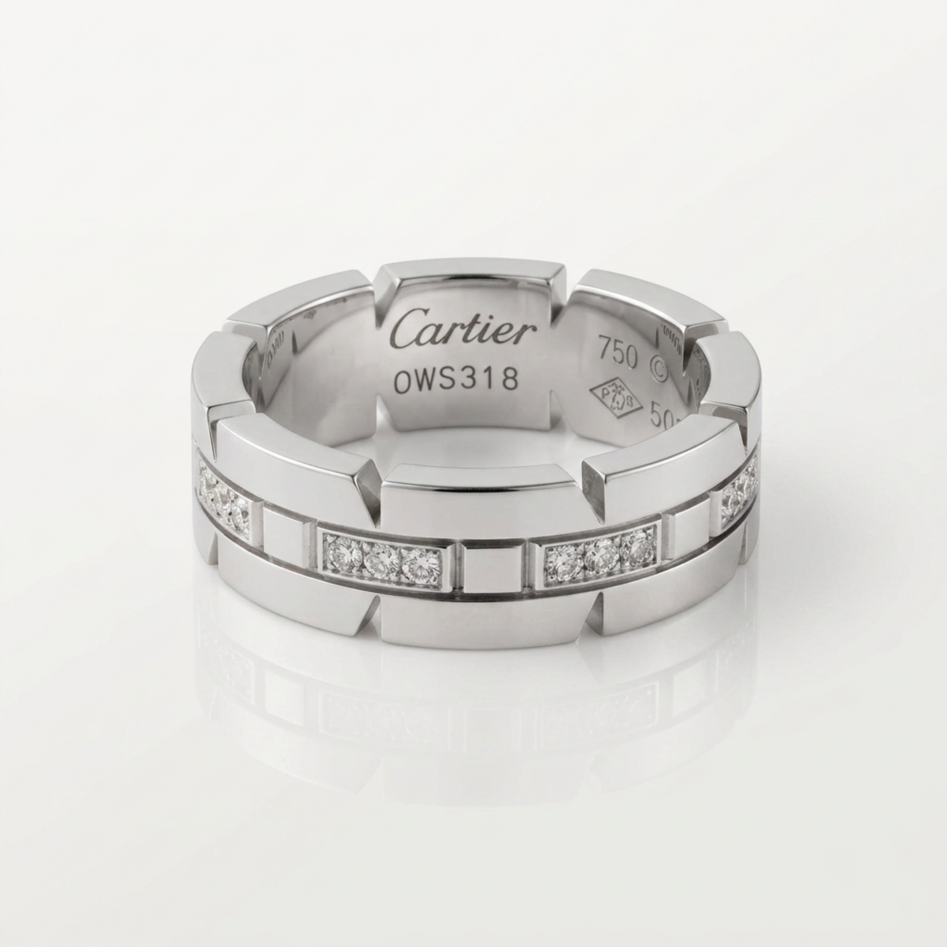 Cartier Tank Française Ring With Diamonds White Gold (18K) Fashion Diamond Band Ring Silver