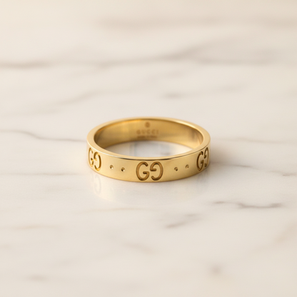 Gucci Icon Yellow Gold (18K) Fashion No Stone Band Ring Gold