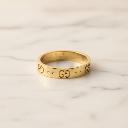 Gucci Icon Yellow Gold (18K) Fashion No Stone Band Ring Gold