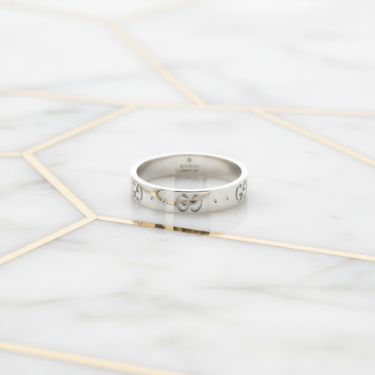 Gucci Icon White Gold (18K) Fashion No Stone Band Ring Silver