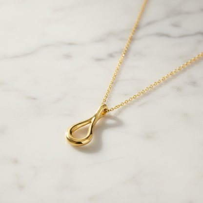 Tiffany Open Teardrop Necklace Yellow Gold (18K) No Stone Women,Men Fashion Pendant Necklace (Gold)