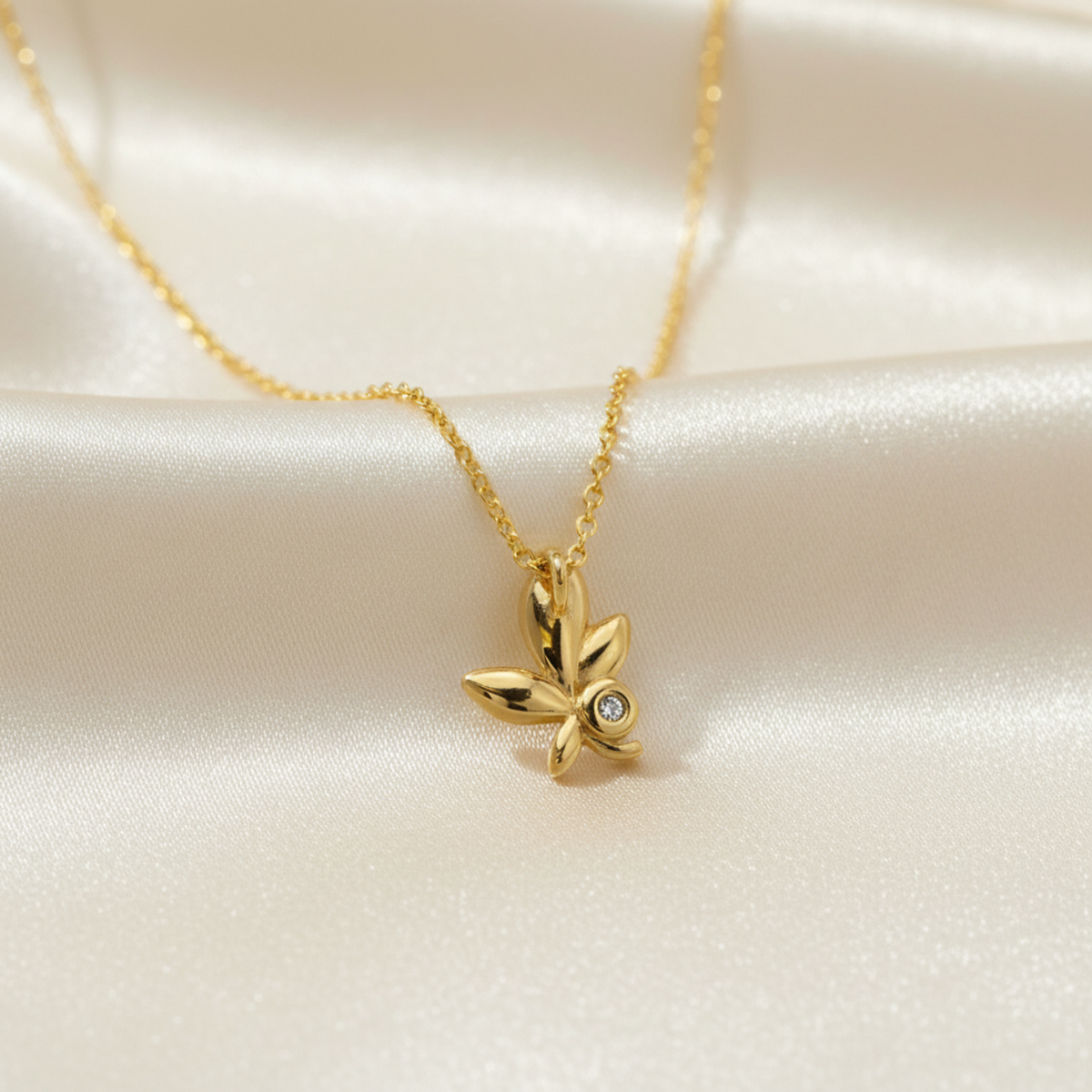 Tiffany Olive Leaf Necklace Pink Gold (18K) Diamond Men,Women Fashion Pendant Necklace (Pink Gold)