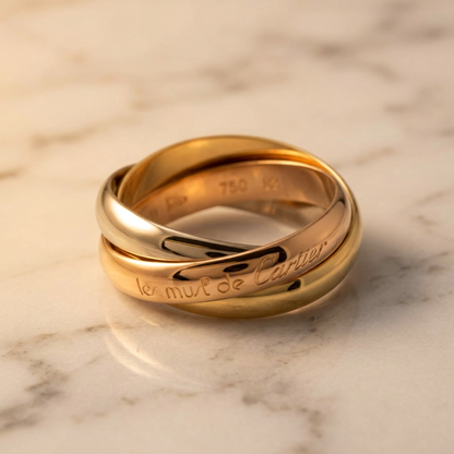 Cartier Trinity Yellow Gold (18K),Pink Gold (18K),White Gold (18K) Fashion No Stone Band Ring Gold