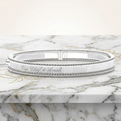 Van Cleef & Arpels Perle Signature Bracelet White Gold (18K) No Stone Bangle Silver