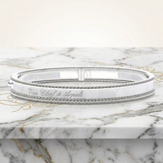 Van Cleef & Arpels Perle Signature Bracelet White Gold (18K) No Stone Bangle Silver