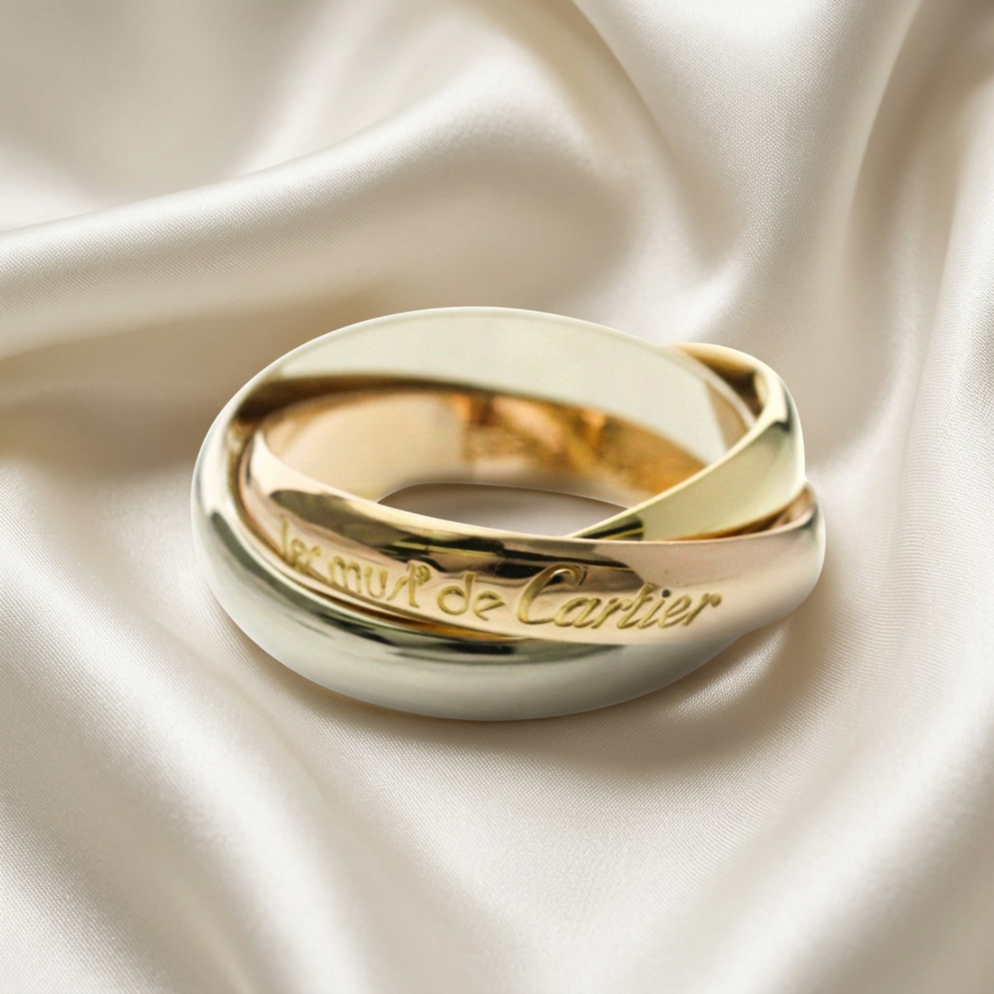 Cartier Trinity Yellow Gold (18K),Pink Gold (18K),White Gold (18K) Fashion No Stone Band Ring Gold