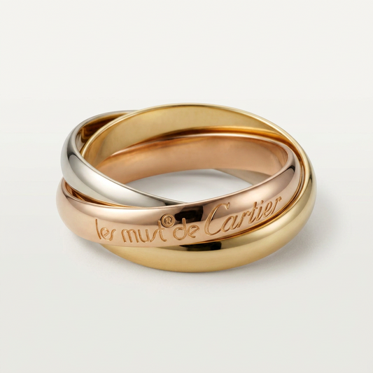 Cartier Trinity Yellow Gold (18K),Pink Gold (18K),White Gold (18K) Fashion No Stone Band Ring Gold