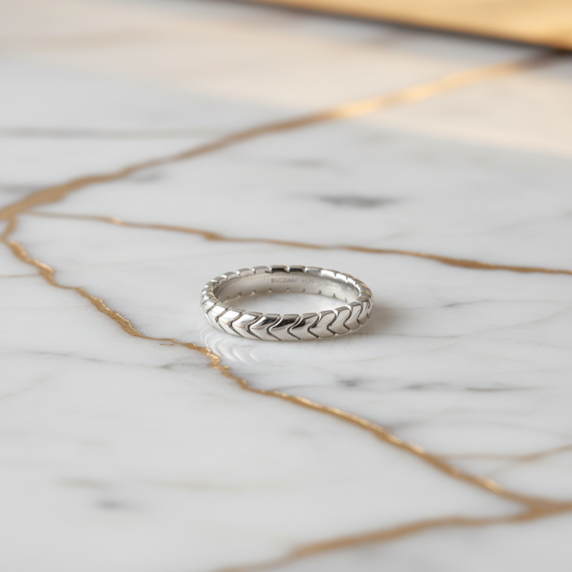 Bvlgari Spiga Ring Platinum Fashion No Stone Band Ring Silver