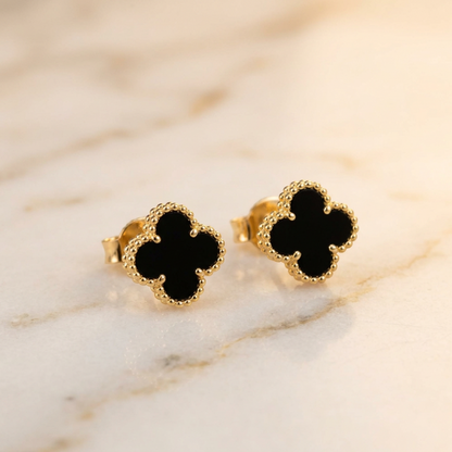 Van Cleef & Arpels Sweet Alhambra Onyx Yellow Gold (18K) Stud Earrings