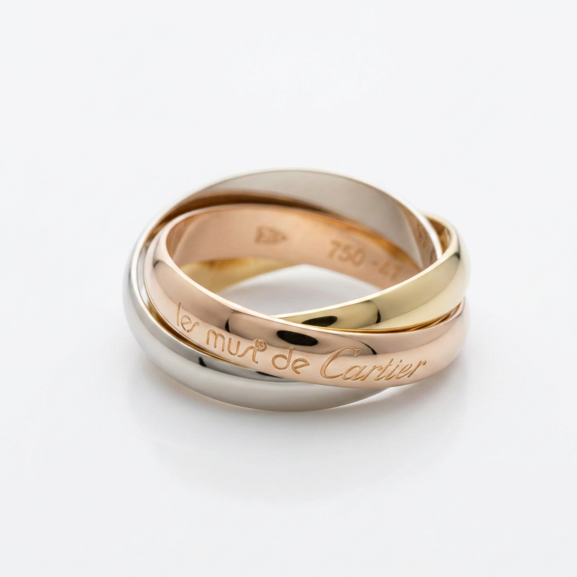 Cartier Trinity Yellow Gold (18K),Pink Gold (18K),White Gold (18K) Fashion No Stone Band Ring Gold