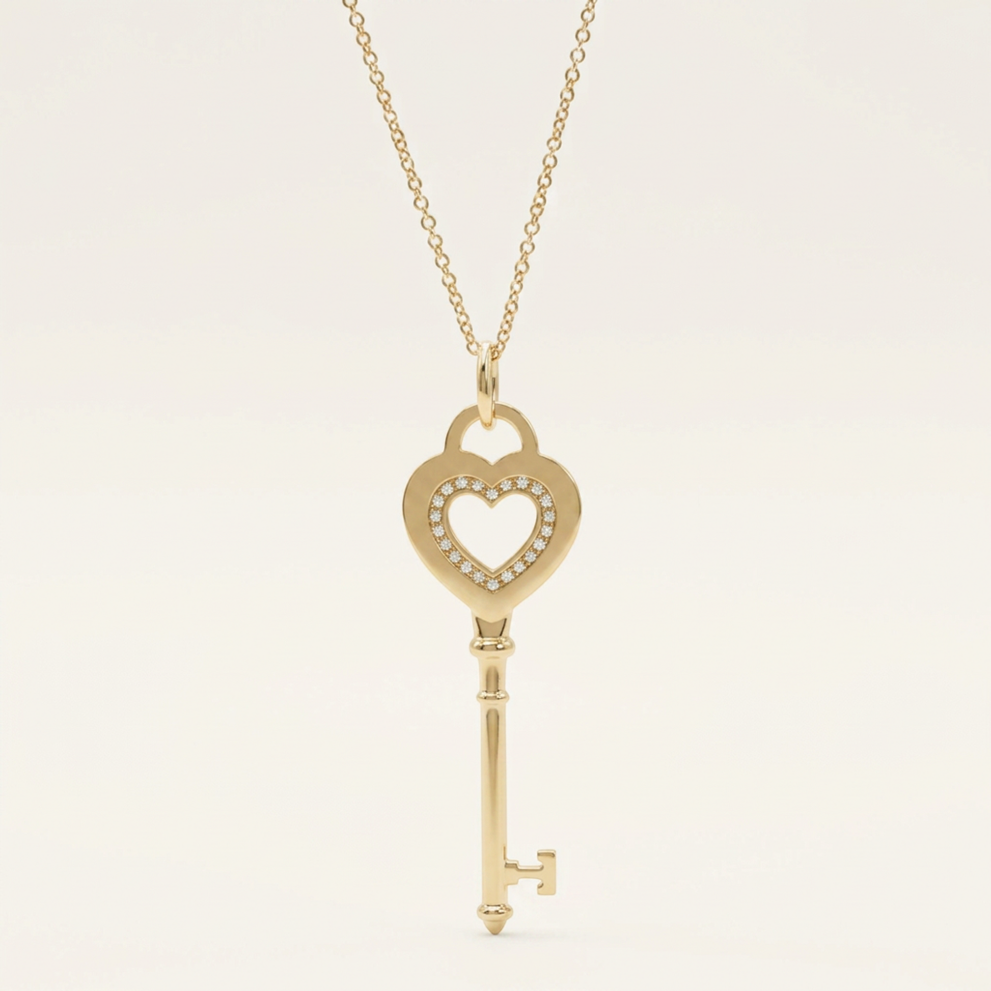 Tiffany Heart Key Diamond Necklace Pink Gold (18K) Diamond Men,Women Fashion Pendant Necklace (Pink Gold)