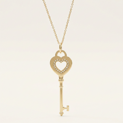 Tiffany Heart Key Diamond Necklace Pink Gold (18K) Diamond Men,Women Fashion Pendant Necklace (Pink Gold)