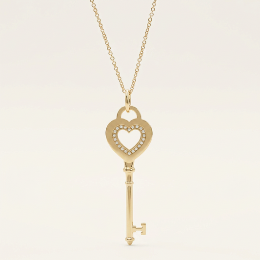 Tiffany Heart Key Diamond Necklace Pink Gold (18K) Diamond Men,Women Fashion Pendant Necklace (Pink Gold)