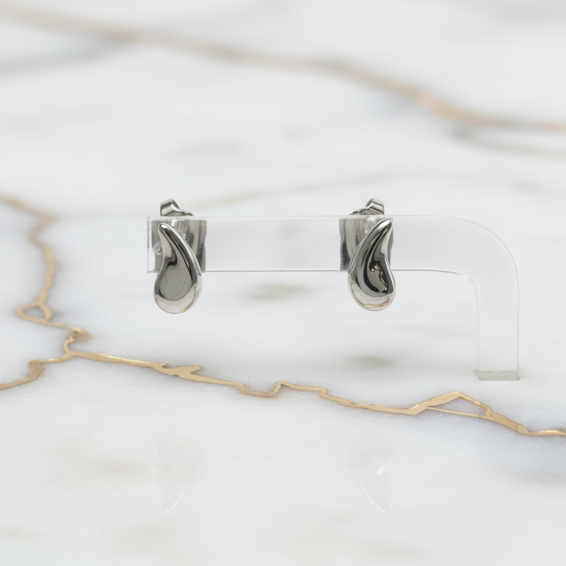 Tiffany Teardrop Earrings No Stone Platinum Stud Earrings Silver