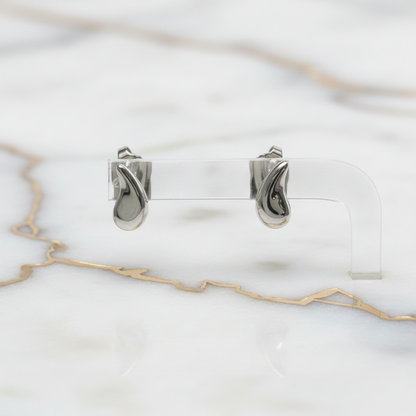 Tiffany Teardrop Earrings No Stone Platinum Stud Earrings Silver