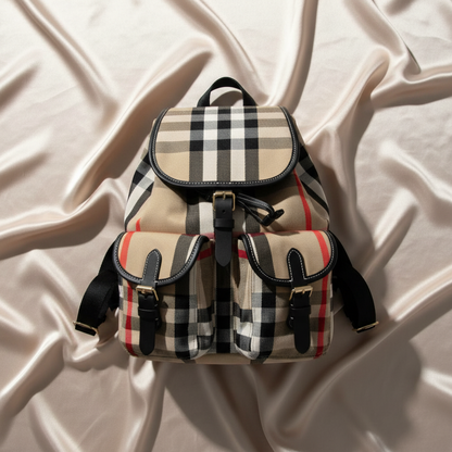 Burberry ENFILD 81231011 Women's Cotton Canvas,Leather Backpack Black,Brown