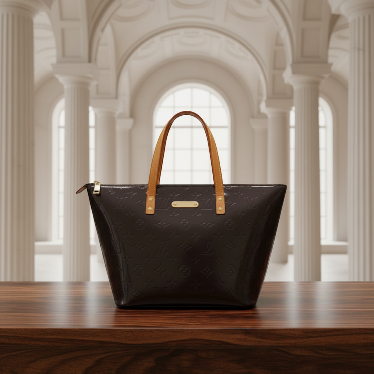 Louis Vuitton Monogram Vernis Bellevue PM M93585 Women's Handbag Amarante