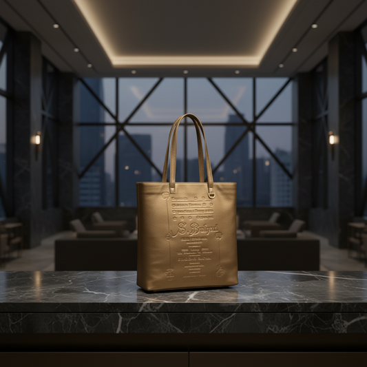 Bvlgari Collezione Women's Leather Tote Bag Gold Brown