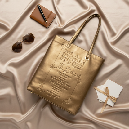 Bvlgari Collezione Women's Leather Tote Bag Gold Brown