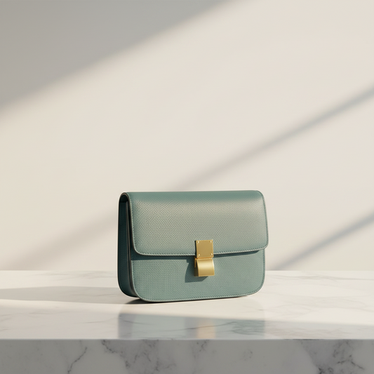 Celine Classic Box Medium 164173DLS Women's Leather Shoulder Bag Light Blue