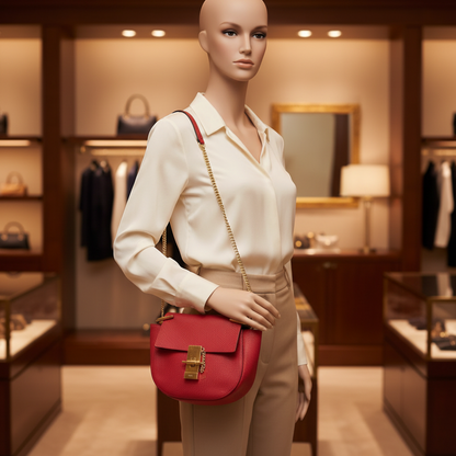 Chloé Drew Women's Leather Shoulder Bag Red Color