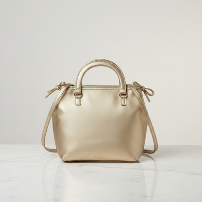 Prada BOW METAL BN0706 Women's Leather Handbag,Shoulder Bag Gold