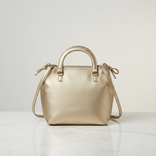 Prada BOW METAL BN0706 Women's Leather Handbag,Shoulder Bag Gold