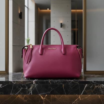 Miu Miu MADRAS RN1016 Women's Leather Handbag,Shoulder Bag Pink