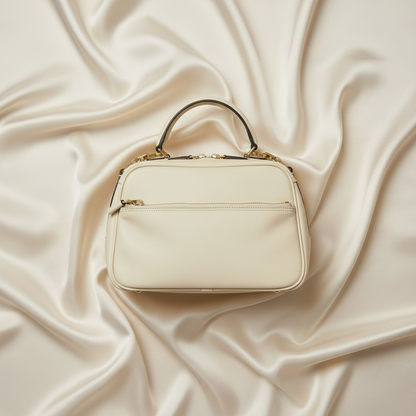 Valextra SERIE S Medium Women's Leather Handbag,Shoulder Bag Off-white