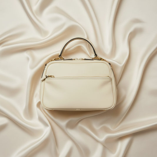 Valextra SERIE S Medium Women's Leather Handbag,Shoulder Bag Off-white