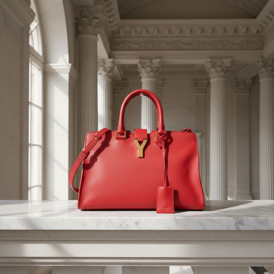 Saint Laurent Petit Cabass 311210 Women's Leather Handbag,Shoulder Bag Red Color
