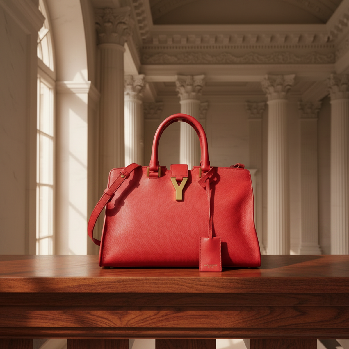 Saint Laurent Petit Cabass 311210 Women's Leather Handbag,Shoulder Bag Red Color