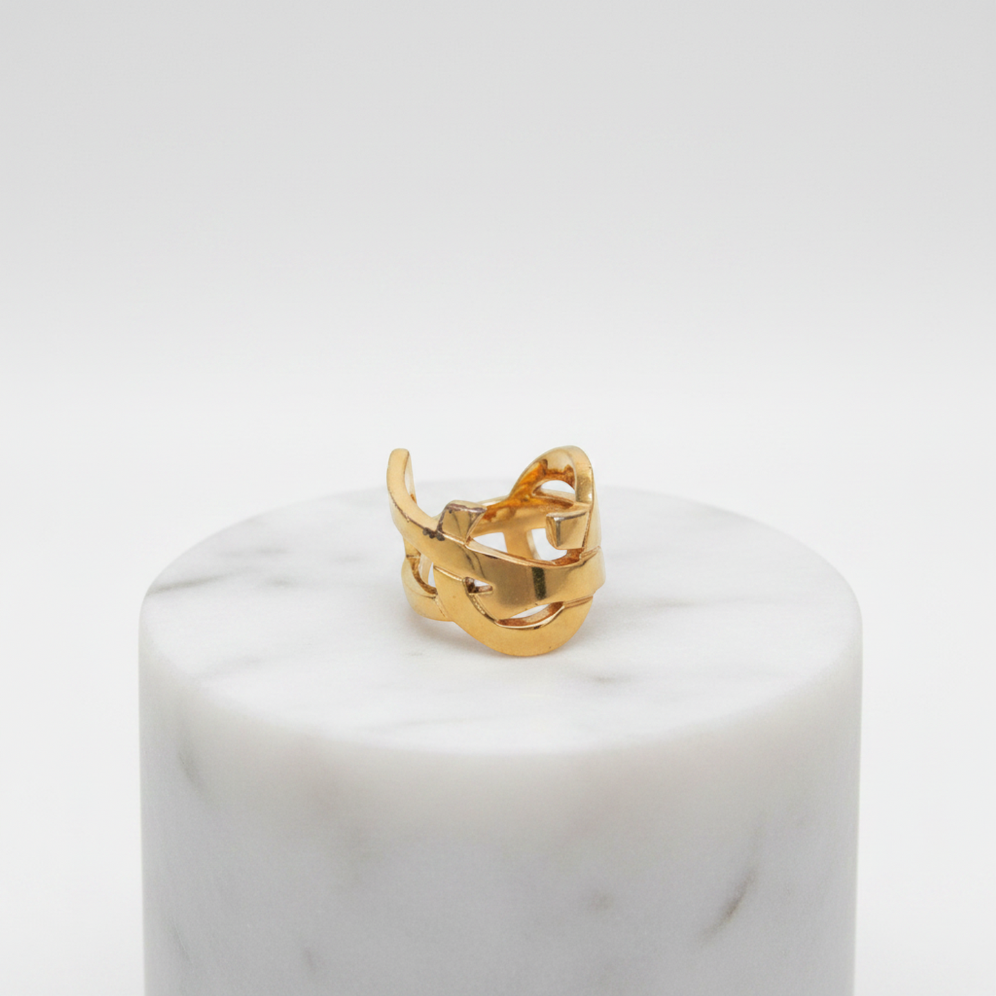 Yves Saint Laurent Opirium Twist Ring Metal Fashion Band Ring Gold