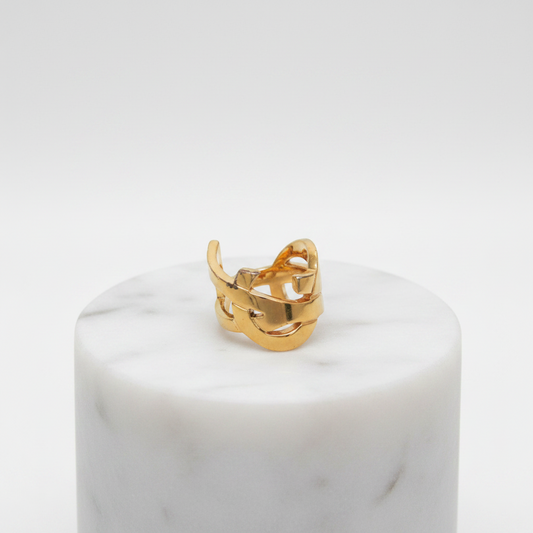 Yves Saint Laurent Opirium Twist Ring Metal Fashion Band Ring Gold