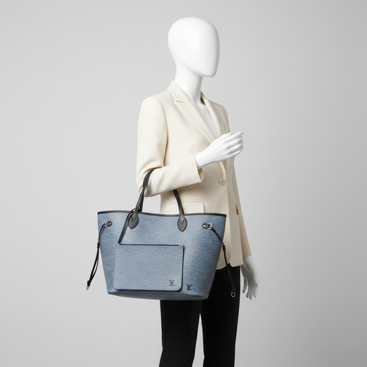 Louis Vuitton Epi Denim Neverfull MM M51053 Women's Tote Bag Black,Blue