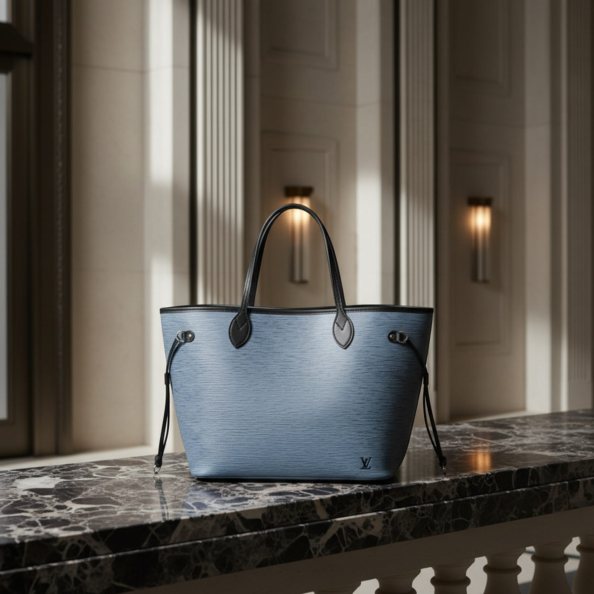Louis Vuitton Epi Denim Neverfull MM M51053 Women's Tote Bag Black,Blue